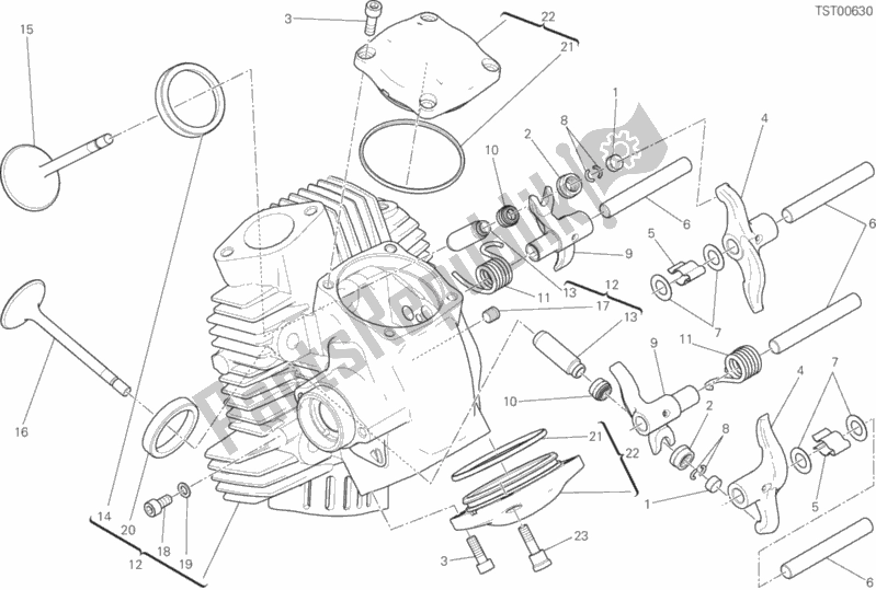Alle onderdelen voor de Horizontale Kop van de Ducati Scrambler Cafe Racer USA 803 2019